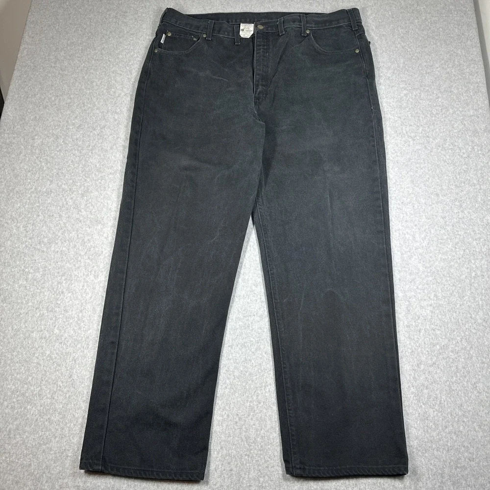 Vintage Carhartt B177 BLK Jeans Men's 44x32(42x32) Union Made in USA Black Denim
